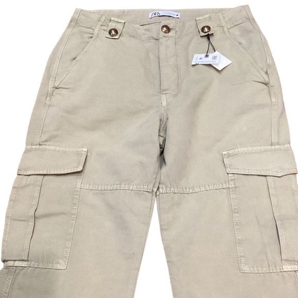 NWT Zara Cargo Khaki Pants Sz M - Picture 6 of 15